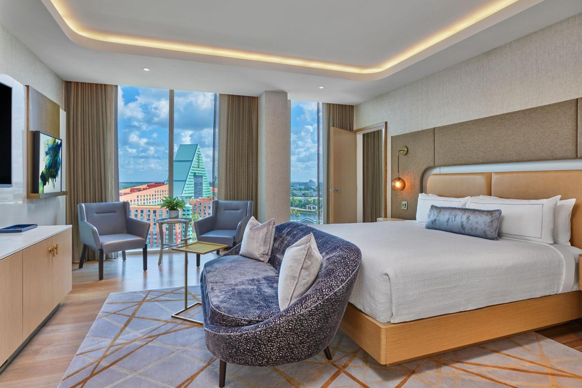 Suíte Presidencial de 1 quarto com 1 cama king-size, sofá-cama e vista do Epcot (inclui entrada antecipada nos parques temáticos da Disney)