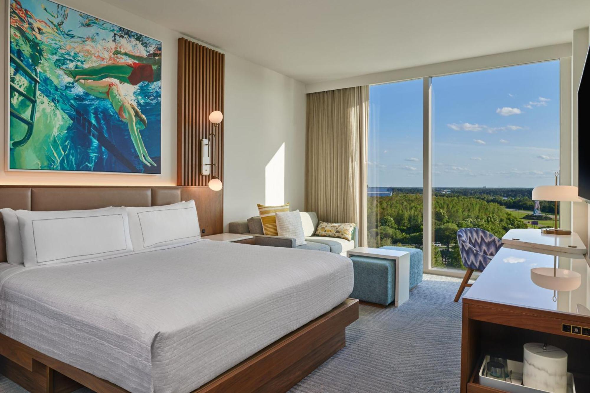Quarto com 1 cama king-size e vista da piscina (inclui entrada antecipada nos parques temáticos da Disney)